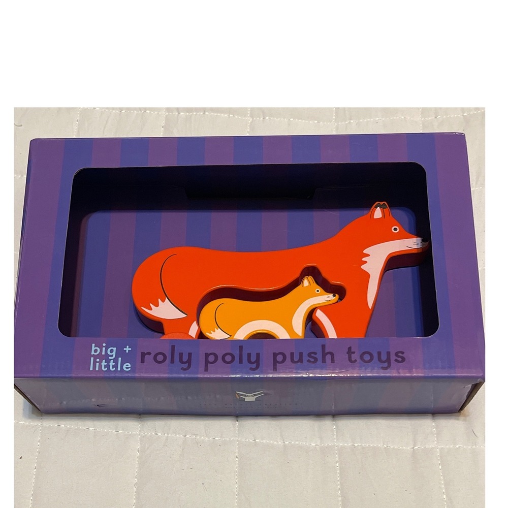Jack Rabbit Creations Big‎ Little Roly Poly Push Toys Wooden Fox Set New